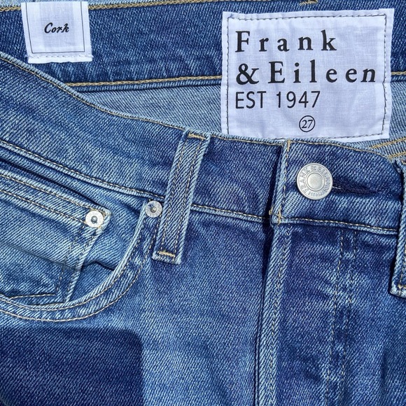 Frank & Eileen Size 27x27 Antique Blue Medium Wash Cork Straight Leg Denim Jeans - Picture 5 of 12